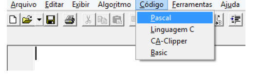 menu código visualg